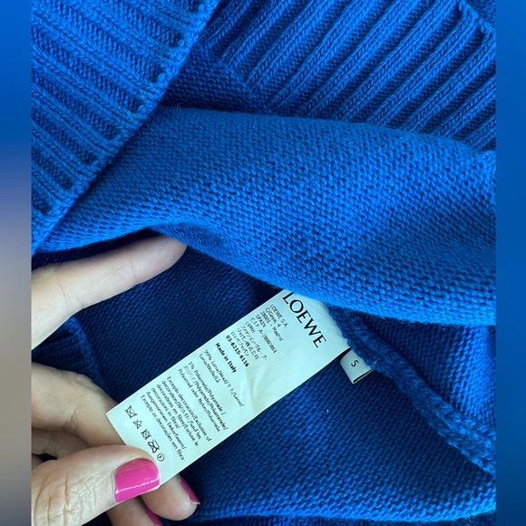 Loewe size small Embroidered Wool-blend cropped Sweater in blue with logo - Picture 4 of 5